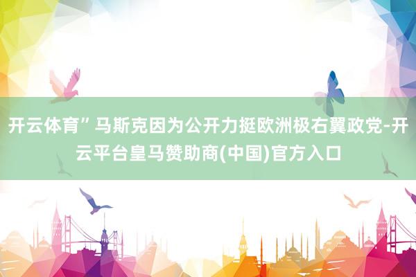 开云体育”马斯克因为公开力挺欧洲极右翼政党-开云平台皇马赞助商(中国)官方入口