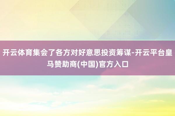 开云体育集会了各方对好意思投资筹谋-开云平台皇马赞助商(中国)官方入口