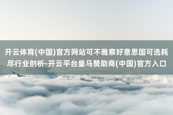开云体育(中国)官方网站可不雅察好意思国可选耗尽行业剖析-开云平台皇马赞助商(中国)官方入口