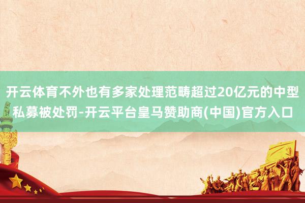 开云体育不外也有多家处理范畴超过20亿元的中型私募被处罚-开云平台皇马赞助商(中国)官方入口